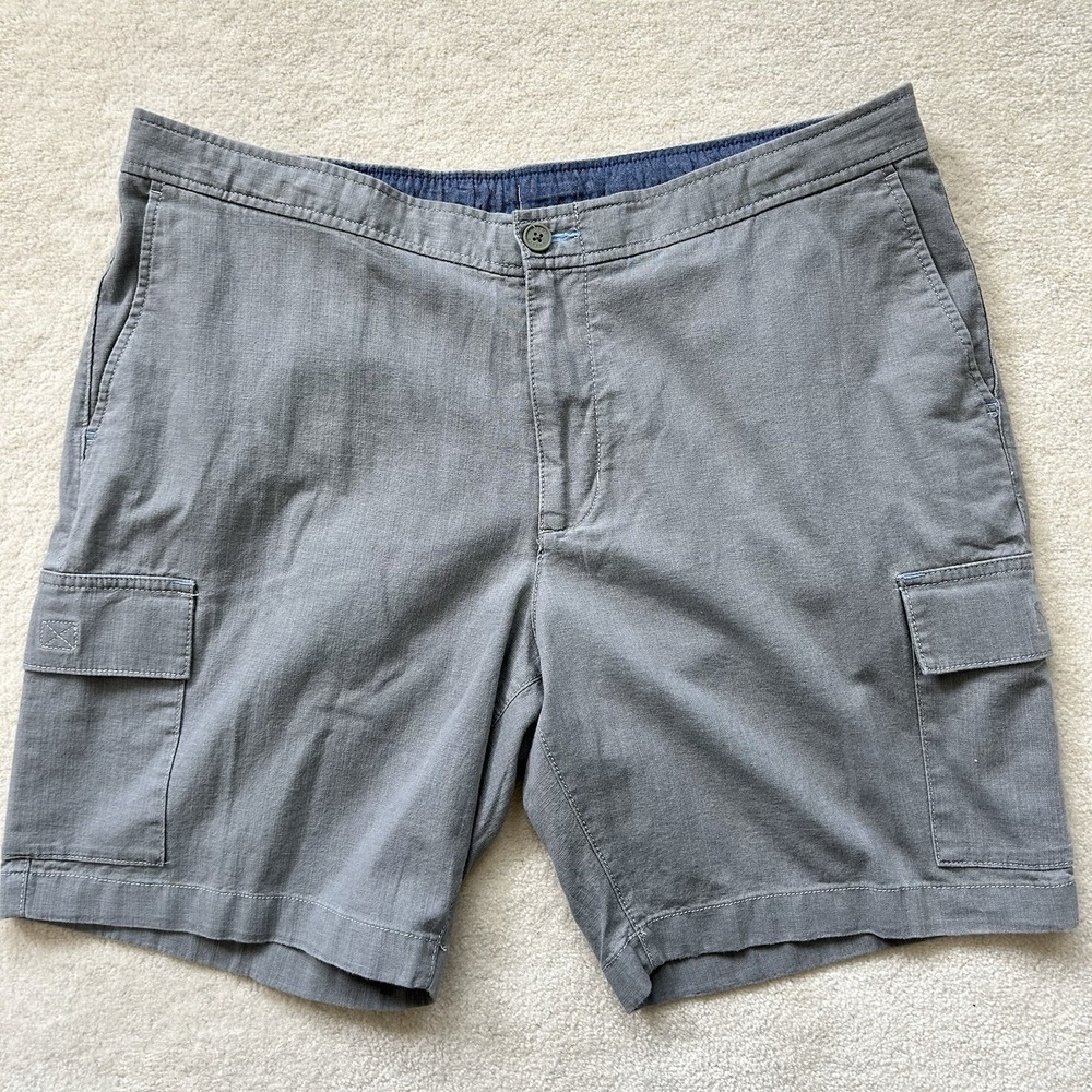Tommy Bahama Mens XL Linen In Paradise Cargo Shorts 9" Inseam Shadow Gray